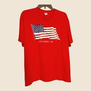 Made In The USA Flag Made in America 2018 red T-shirt. Large.  C72​​​​